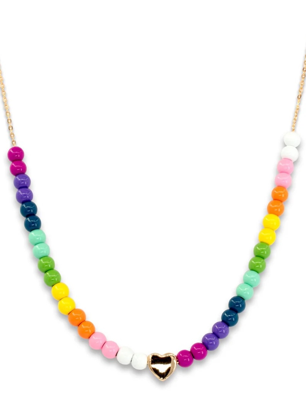 NWT charm it! Multicolor Bead Necklace with Gold Heart Charm